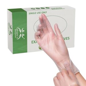 Vinyl Examination Gloves, Latex-Free Rubber, Powder-Free, Ultra-Strong, Clear, 100 Pieces