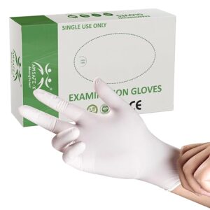 Latex Gloves, Multipurpose, White, Food Safe, CE Certified, Powdered, Non-Sterile, Medium, 100 Pcs