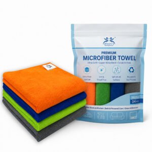 Microfiber Cleaning Cloth, Multipurpose Use, 40x40 cm, 350 GSM, Pack of 4