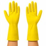 AM Safe-X Rubber Cleaning Gloves for Kitchen & Household 1 Pair|Heavy Duty Reusable Rubber Gloves|Waterproof, Non-Slip Grip, Chemical Resistant Gloves for Dishwashing, Bathroom & Home (Yellow)
