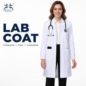 AM SAFE-X Premium White Lab Coat for Doctors, Lab Technicians & Students
